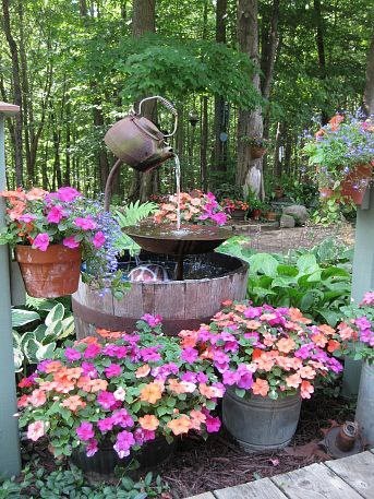 teapot recycled into a water fountain