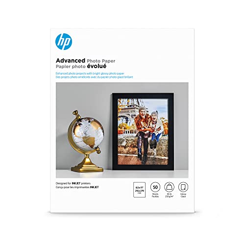 HP Glossy Advanced Photo Paper for Inkjet, 8.5 x 11 Inches